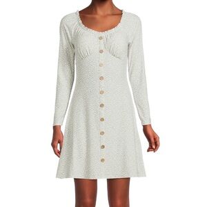 No Boundaries Juniors' Long Sleeve Button Front Dress